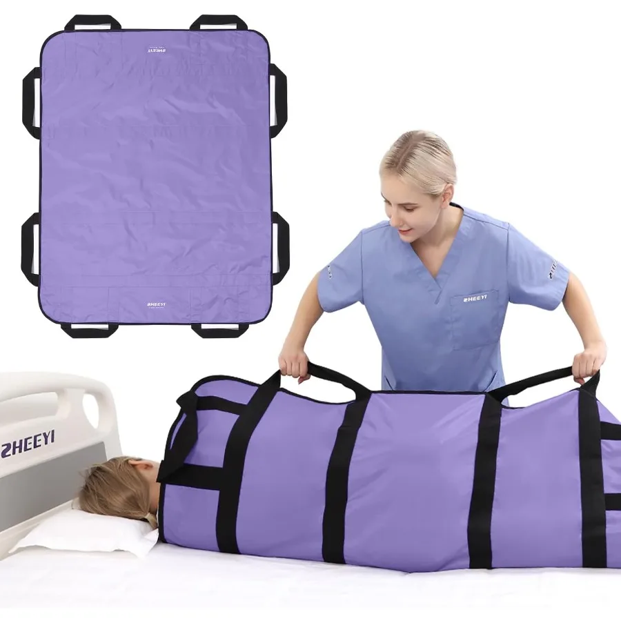 

Multipurpose 48" x 40" Positioning Bed Pad with Reinforced Handles - Reusable and Washable Patient Sheet for Turning Lifting an