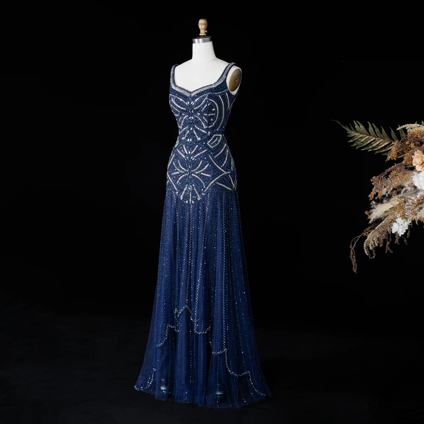 Sharon Said Dubai Champagnerfarbenes Abendkleid mit Spaghettiträgern und Kristallen, Arabisches Damen-Hochzeitskleid, SS552, Maßanfertigung – Detail 15