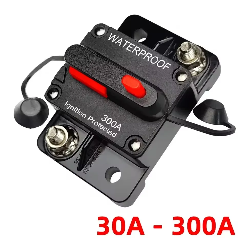 Interruptor de Circuito de 30A-300A, 12V 24V CC, para Pesca con Curricán, con Reinicio Manual, Protección de Energía Manual para Barcos, Fusible para Audio de Automóvil, 48V CC, Impermeable