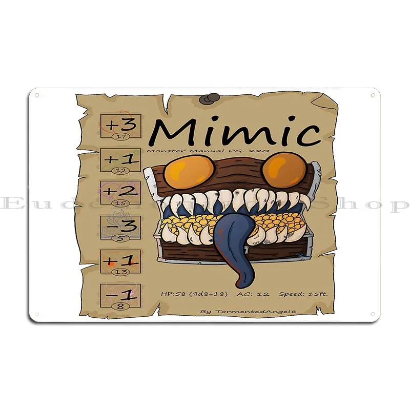 Mimic Stats Metal Plaque Wall Decor Cinema Garage Garage Designs Tin Sign Poster