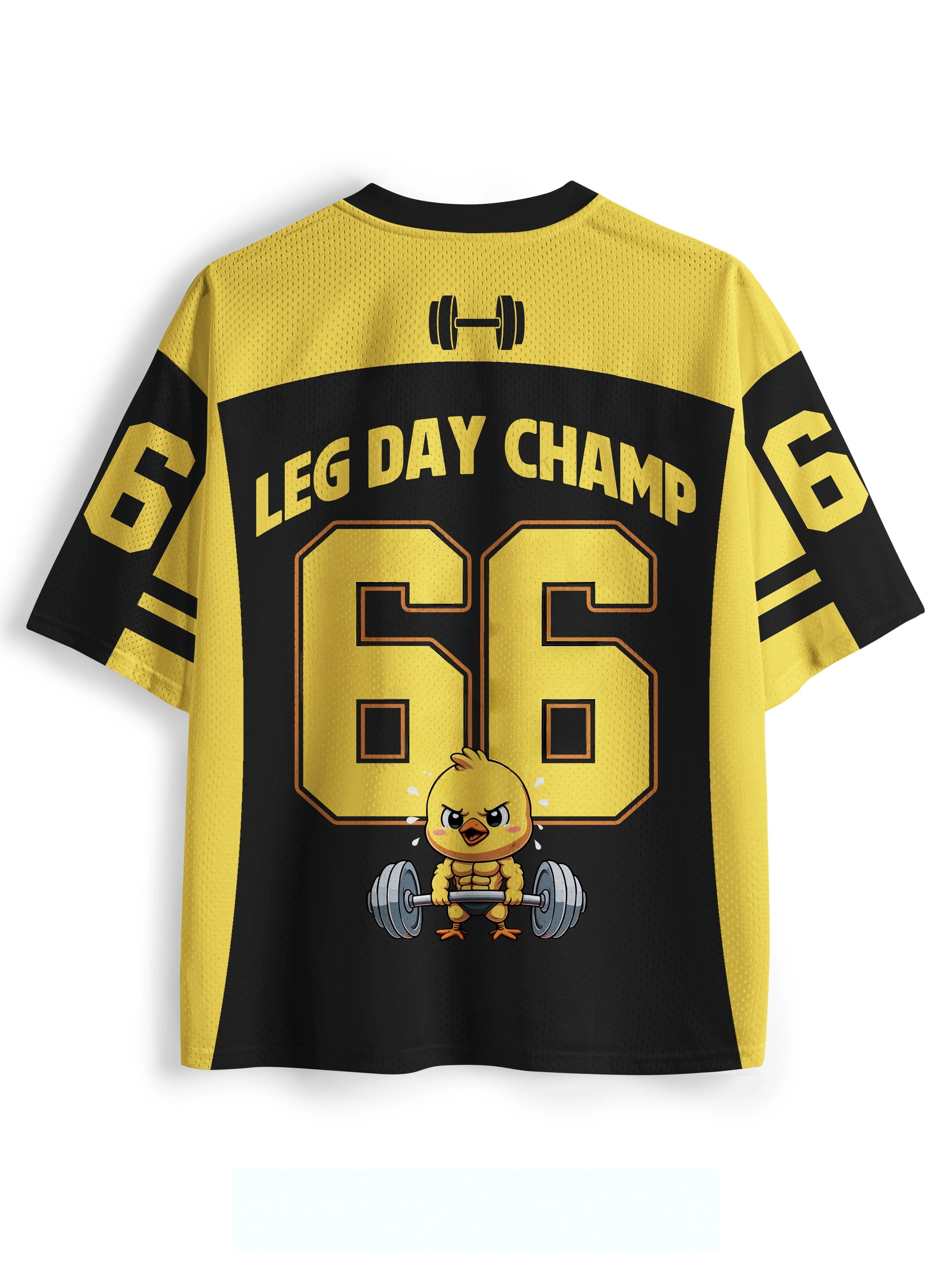 Funny Gym Chick Weightlifting Graphic Mesh Jersey V‑Neck Short Sleeve Loose Sports Top Men Women Streetwear Workout Casual Tee