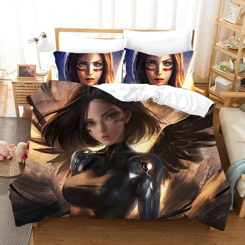 3D Movie ALITA Pattern Duvet Cover with Pillow Cover Bedding Set Single Double Twin Full Queen King Size Bed Set Bedroom Decor