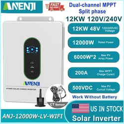 12KW Split Phase Inverter 48V 120V 230V Hybrid Solar Inverter Dual MPPT Paralleled Threephase With WiFi MPPT 200A Solar Charger
