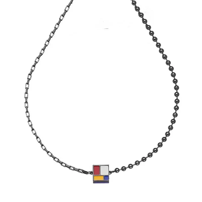 Gothic Mondrian Trendy Toy Necklace Personalized Collarbone Chain Can Be Spliced Magnetic Pendant Unique Couple Style