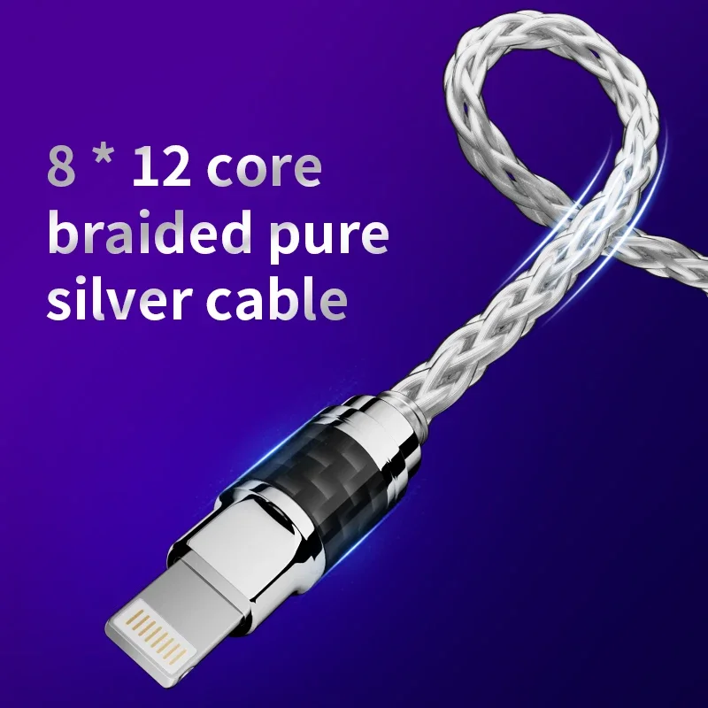 todn 8-core sterling silver audio cable type-c to Lightning to 3.5 mm to 2.5mm to 4.4mm for headphones OTG carbon fiber shell