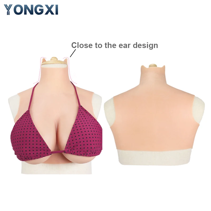 YONGXI 3d Women Silicone Body Close to The Ear Design Silicone Breasts Dress for The Sissy Costume Artificial Chest  D E Cup