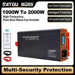 DATOUBOSS Pure Sine Wave Car Inverter 4000W DC12V 24V 36V 48V 60V 72V to AC 220V-240V Continuous Power 2000W With LCD Inverter