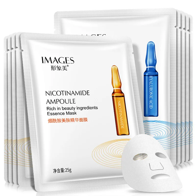imagens-10-pcs-acido-hialuronico-niacinamida-mascara-facial-hidratante-encolhendo-poros-rosto-folha-mascara-anti-rugas-cuidados-com-a-pele