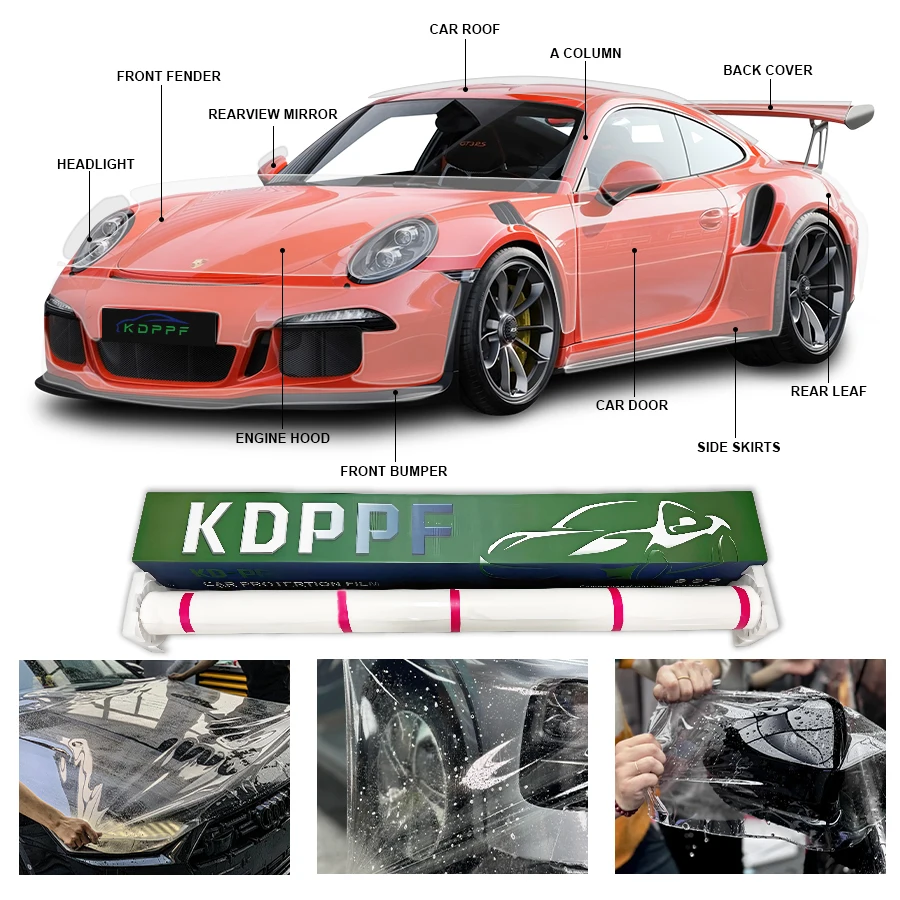 10 Jahre Garantie, selbstklebende, transparente TPU-Autolack-Schutzfolie, transparent, kratzfest, PPF, selbstzerrender Brieftyp