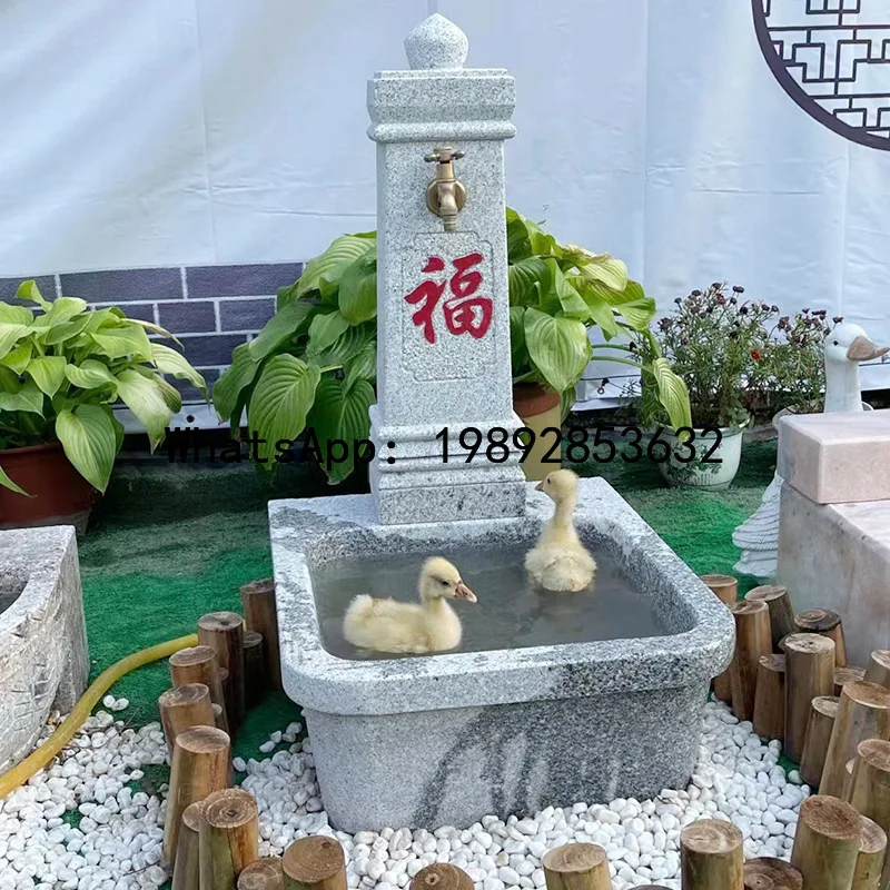 CZ Stone Carving Wash Basin Courtyard Villa Indoor and Outdoor Mop Sink Tourist Attraction Scenic Area Decorative Wash Basin