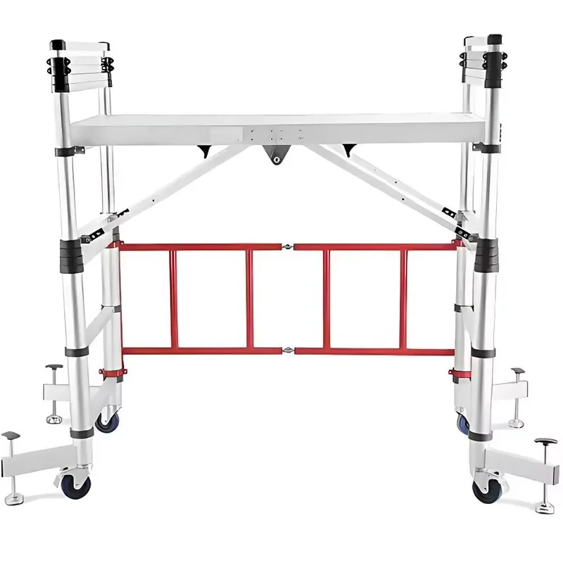 Aluminum Alloy Ladder Scaffolding & Mobile Folding Platform Telescopic Scaffold with 150kg Capacity for Workshop/Home Use