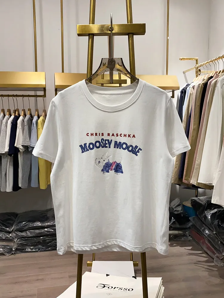 2026 New Fashionable Crew Neck Loose Casual T-Shirt Summer Minimalist Comfortable Cute Dog Print Pattern Unisex Trendy Cute Top