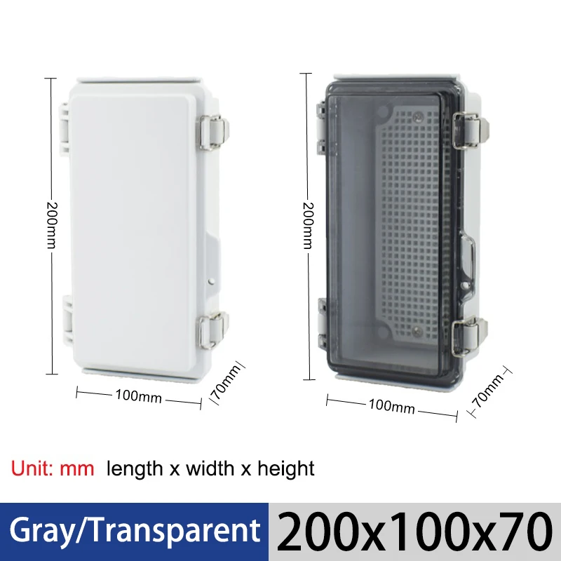 IP67 waterdichte grijze/transparante afdekbehuizing aansluitdoos ABS kunststof scharnierbehuizing voor buiten elektronisch instrument - afbeelding 1