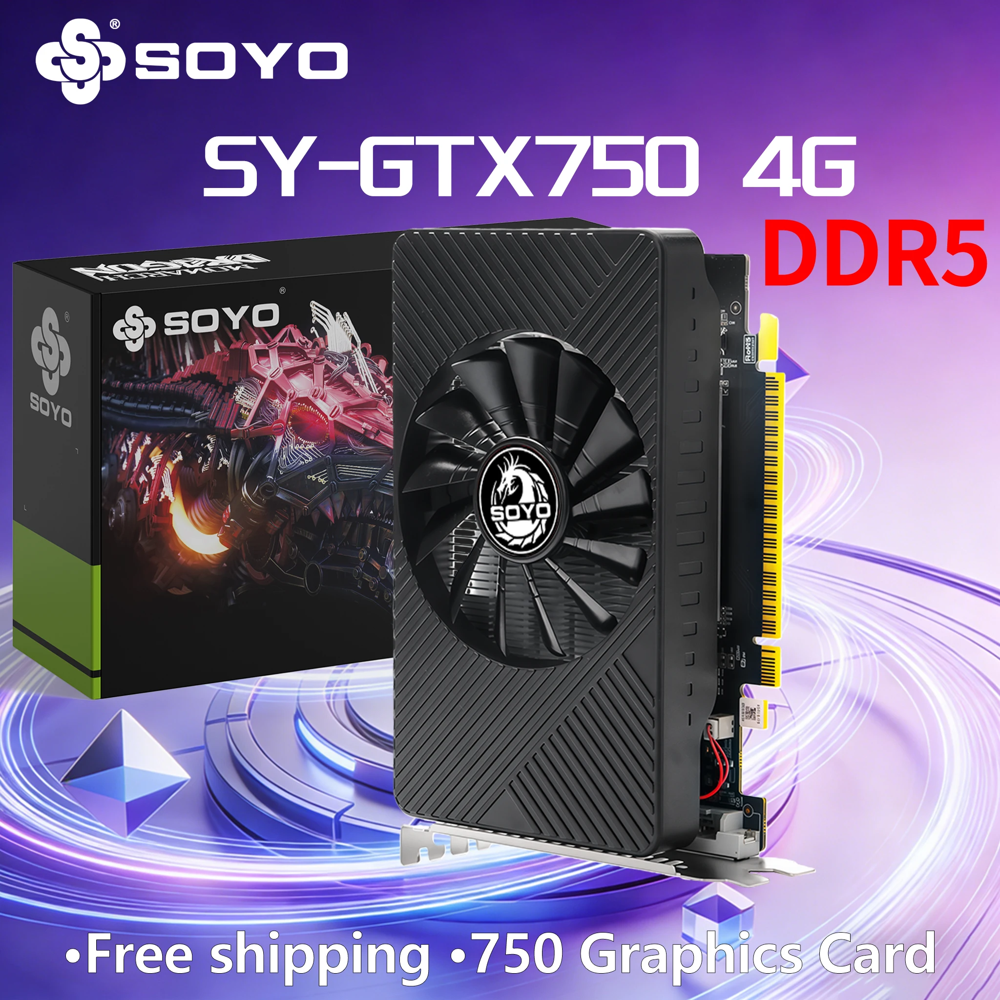 Tarjeta gráfica SOYO NVIDIA GPU GTX 750 TI 4G GDDR5 PCI-E 2.0X16, tarjetas de vídeo para juegos de PC, ordenador de escritorio, 128 bits, 28nm, VGA, DVI, HDMI