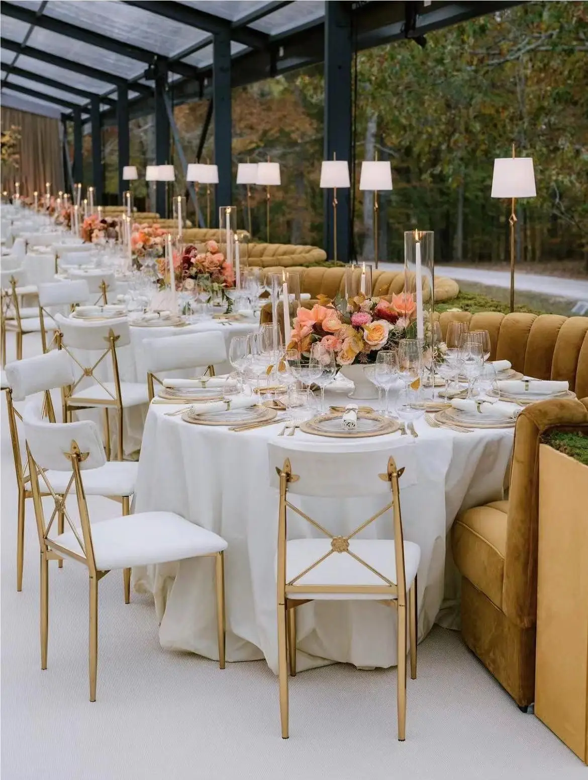 Modern simple wedding event stainless steel dining chair Metal back simple reception outdoor leisure single chair