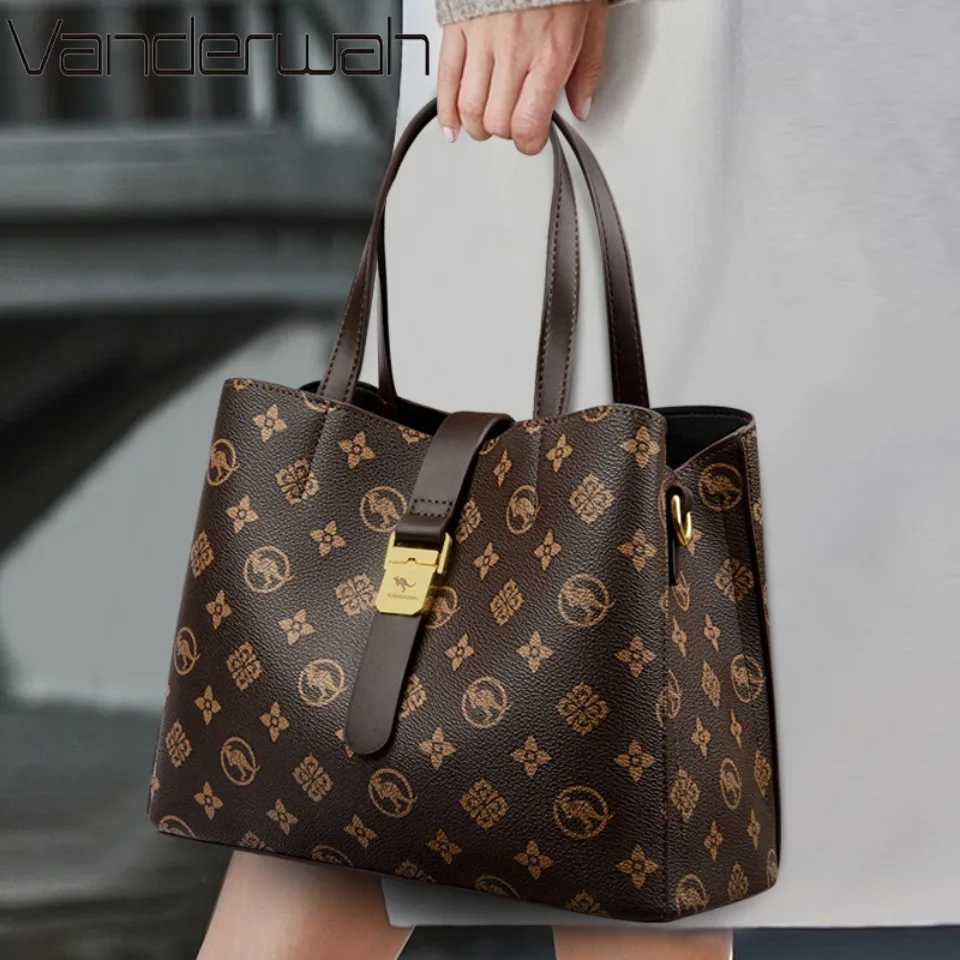 

High Quality Pu Leather Women Top-handle Shoulder Crossbody Bags Casual Totes Latest Trendy Lock Designer Commuting Handbag