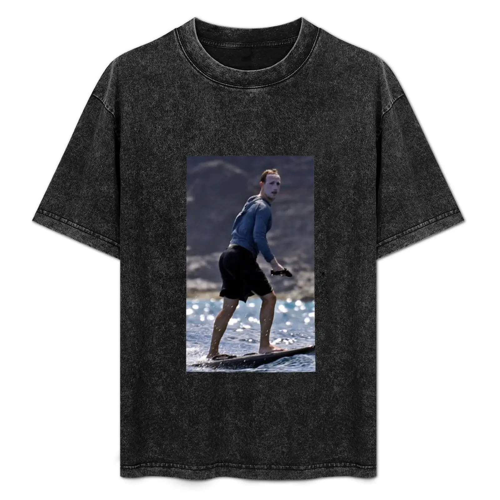 

Mark Zuckerberg White Face Surfboarding Meme T-Shirt Fashion Simple Casual Tee Shirt