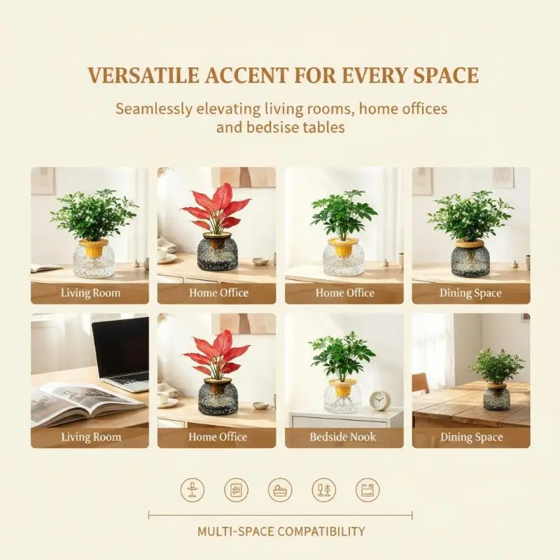 Mini Self Watering Flower Pot Fish Tank Transparent Plastic Plant Pots Self Watering Planter Pot Vase For Home Decoration