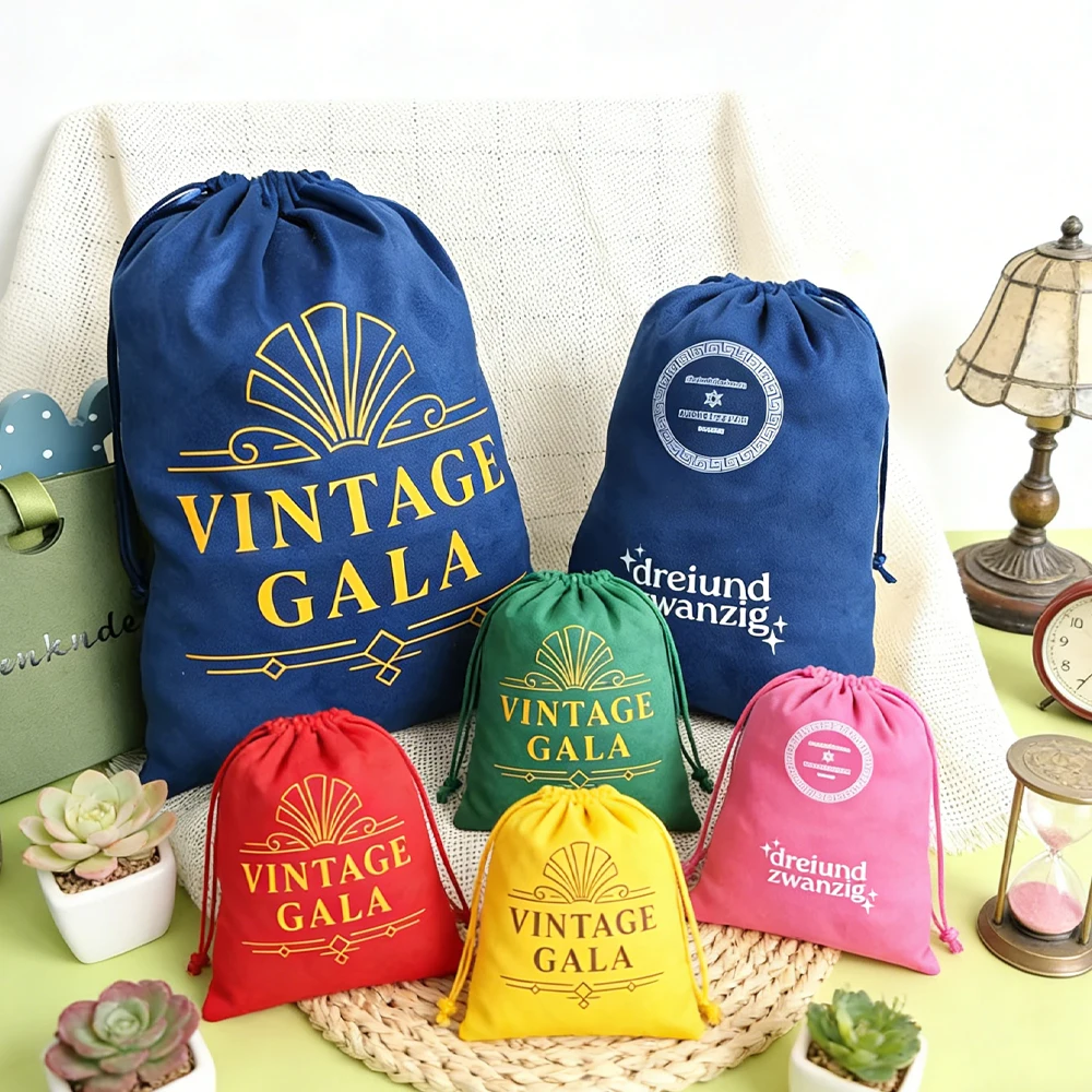 

Custom Logo 20x25cm Velvet Makeup Dust Packaging Bag Jewelry Drawstring Bags Gift Flannel Cotton Pouch Perfume Candle Storage