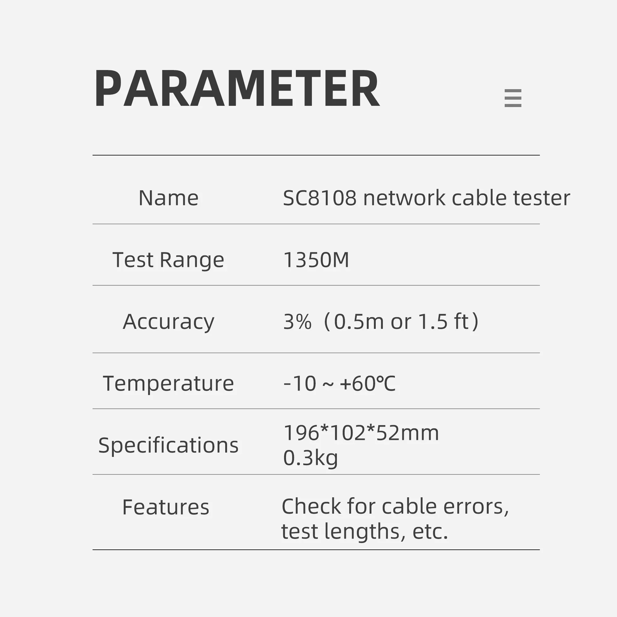 SC8108 LCD Digital PC Data Network CAT5 RJ45 LAN Phone Cable Tester Meter Tester di rete Wireless multifunzione portatile