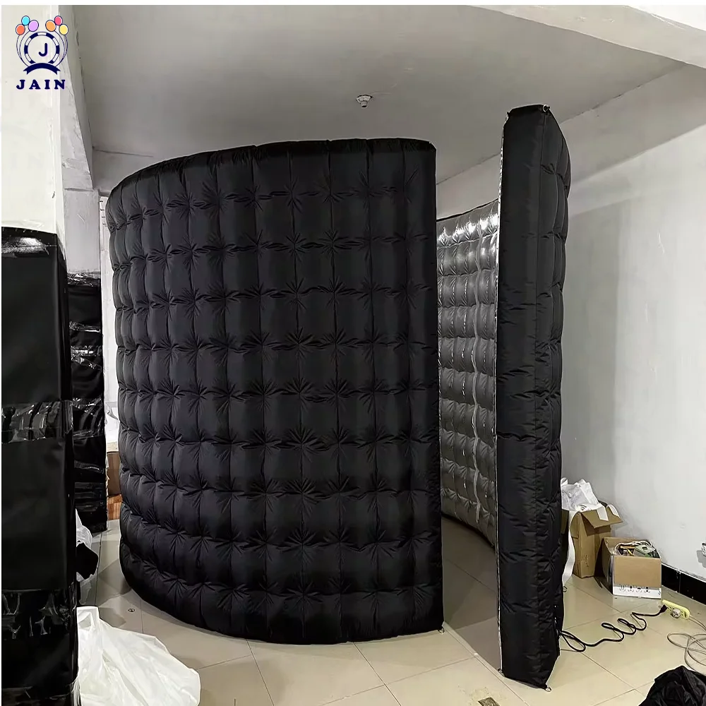 

Black Inflatable Rotating Photo Booth Backdrop Straight Wall Backdrop Party with LED Lights for Advertising, Bars, Events,Shows