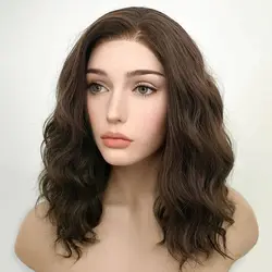 Pre Tokkelende Korte Bob Deep Body Wave Synthetische Haarpruiken Voor Vrouwen Lang Laatste Lijmloze Chocoladebruine Transparante Kanten Pruiken