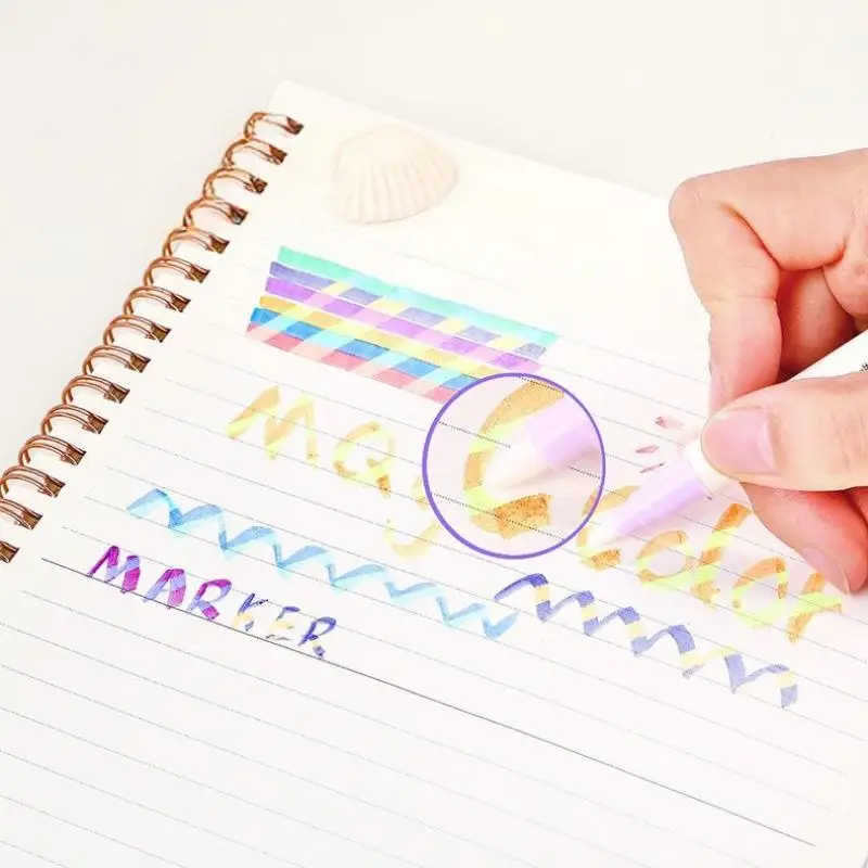 

6/12 Pcs Double-ended Magic Color Marker Pen Changing Highlighter Pen Set Student Diary Scrapbook Painting DIY Office Supplies