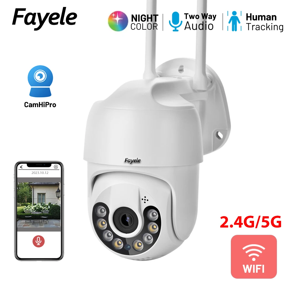 HD 2MP WiFi Surveillance Camera Outdoor Human Auto Tracking Color Night 4X Digital Zoom Security Wireless Mini 5MP IP PTZ Camera