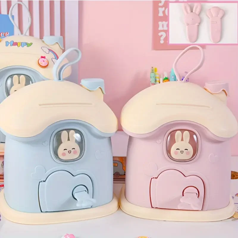 حصالة على شكل حيوان للأطفال مع مفاتيح بنات بنك توفير المال مع ملصق كرتوني ثلاثي الأبعاد على شكل فطر أصبع حصالة نقود معدنية هدية للأولاد #2