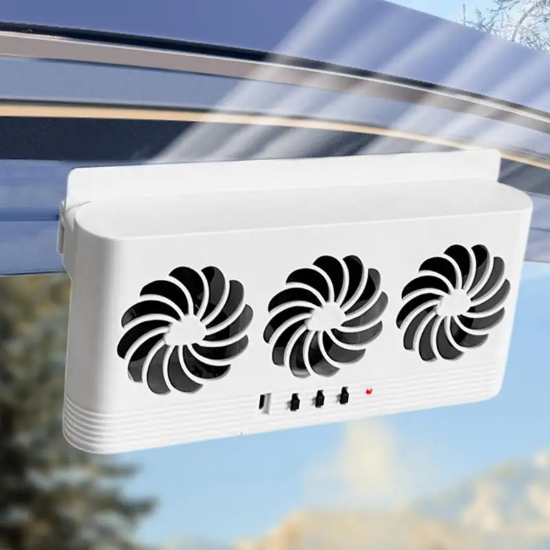 

Upgrade Solar Powered Fan USB Charging Exhaust Fan Front/Rear Window Auto Air Circulation Ventilation Fan For Car Truck RV