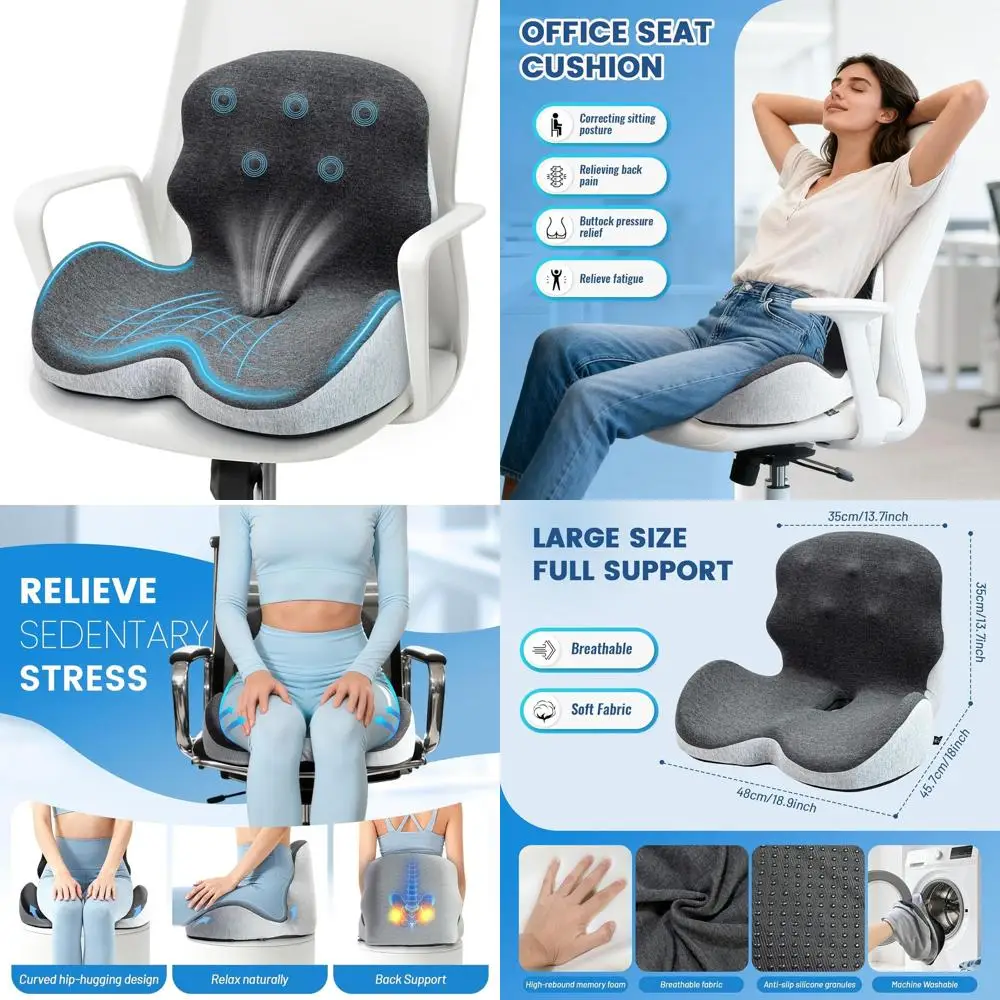 

Подушка для сиденья из пены с эффектом памяти, подушка для поддержки поясницы, облегчение боли в копчике при длительном сидении в офисе или дома