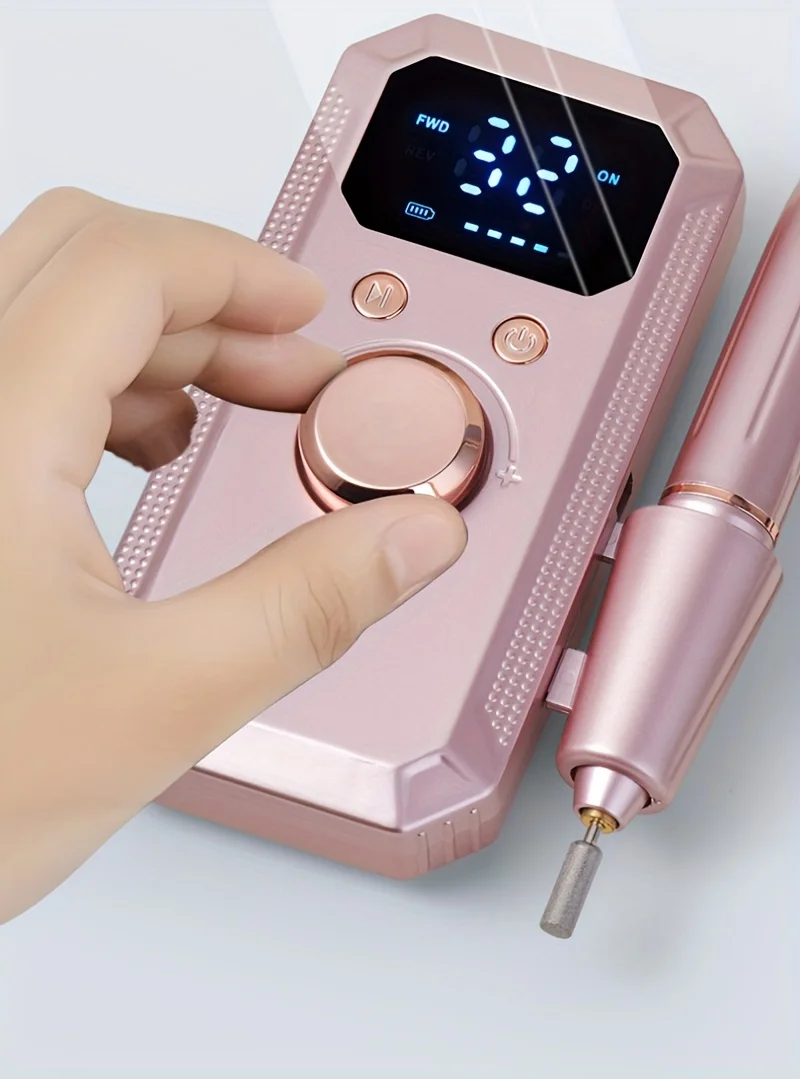 Rechargeable Electric Nail Drill Machine, Professional Nail Polisher with 11 Nail Drill Bits & 20 Sanding Bands, High Speed Manicure Tool for Salon & Home Use, Perfect Gift for Women