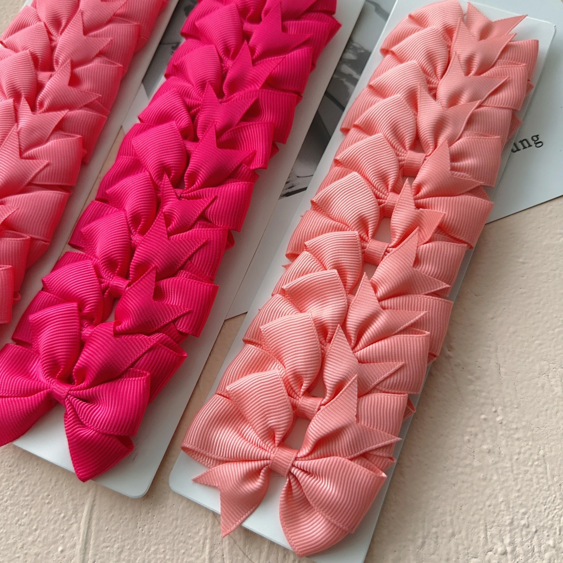 10Pcs/Card Solid Grosgrain Ribbon Hair Bows with Clips Girls Small Bow for Children Headwear DIY Kids Baby Hair Accessories