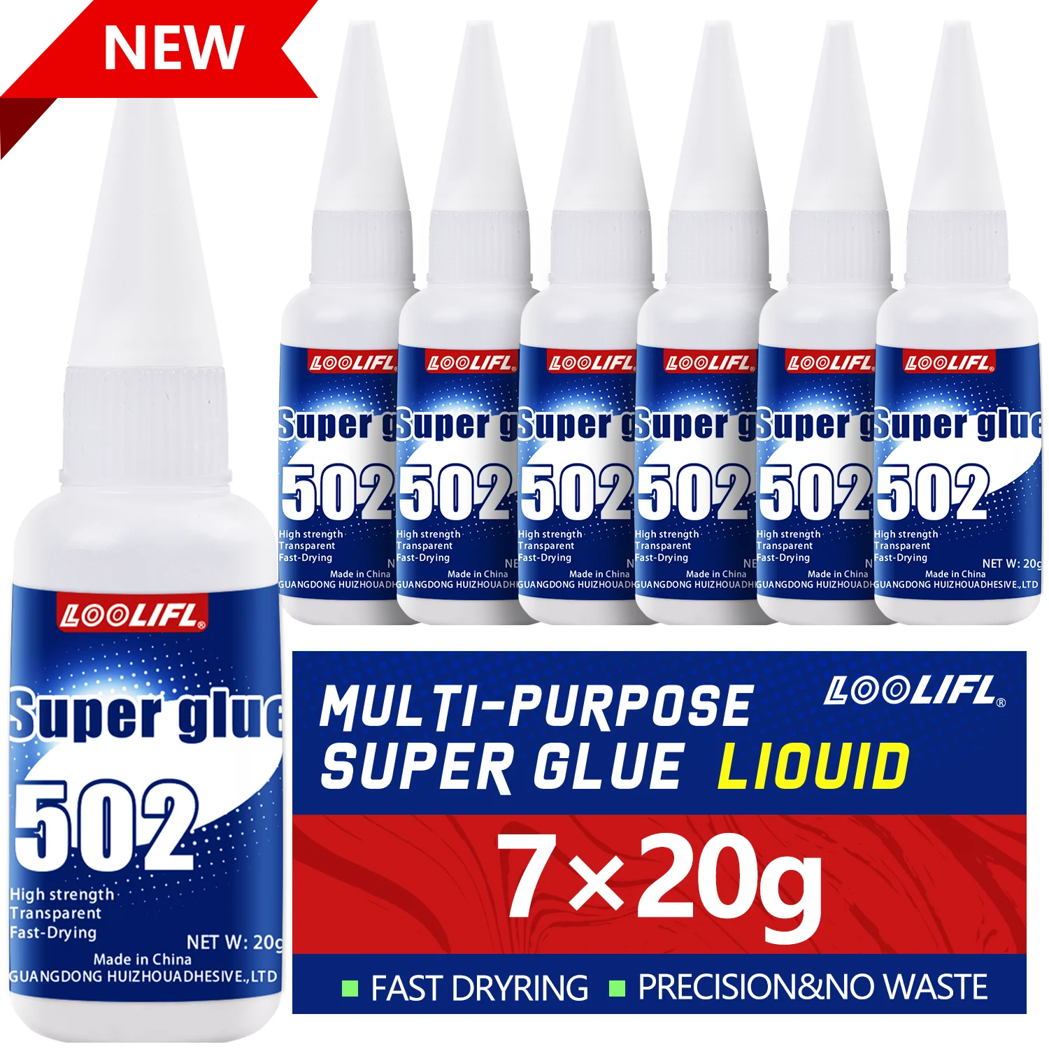 Hot Sell 7PCS High Strength 502 Super Glue Instant Glue High Temperature Resistant Adhesive For Metal Plastic Strong Liquid Glue