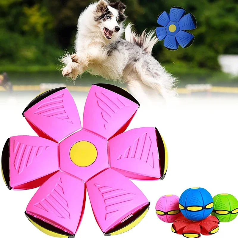 cat toy Dog Toys Flying Saucer Ball Training Games Interactive Outdoor Sports  Magic Deformation Flat Throw Disc Ball Pet Suppli