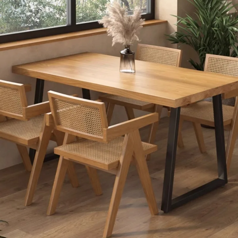 Modern Square Table, Simple Wabi-sabi Style Solid Wood Dining Table, Theme Restaurant, Leisure Table And Chair Combination, Inte