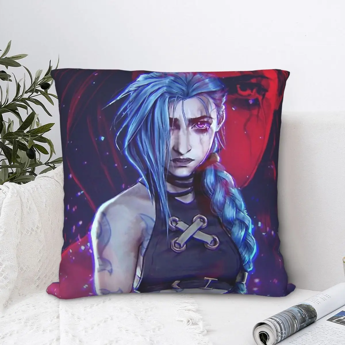 

Cool Jinx Throw Pillow Case Arcane League of Legends TV Cushion For Home Sofa Chair Decorative Hug Pillowcase