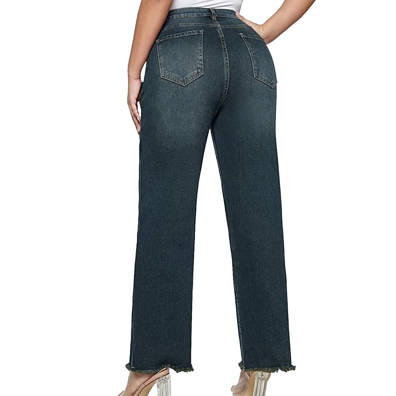 Denim wijde pijpen broek dames jeans hoge taille gewassen vintage noodlijdende zakken streetwear 2025, rechte enkellange broek