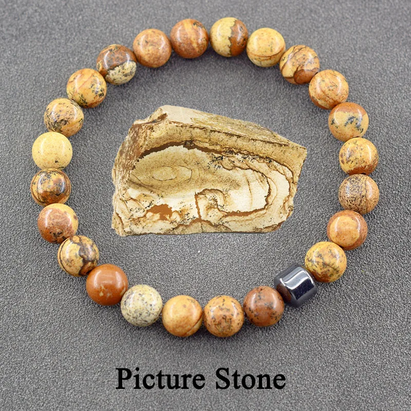 Genuine Natural Stone Bracelet Man Women Labradorite Red Tiger Eye Stone Bead Jewelry Hematite Cylinder Wristband Gift Wholesale