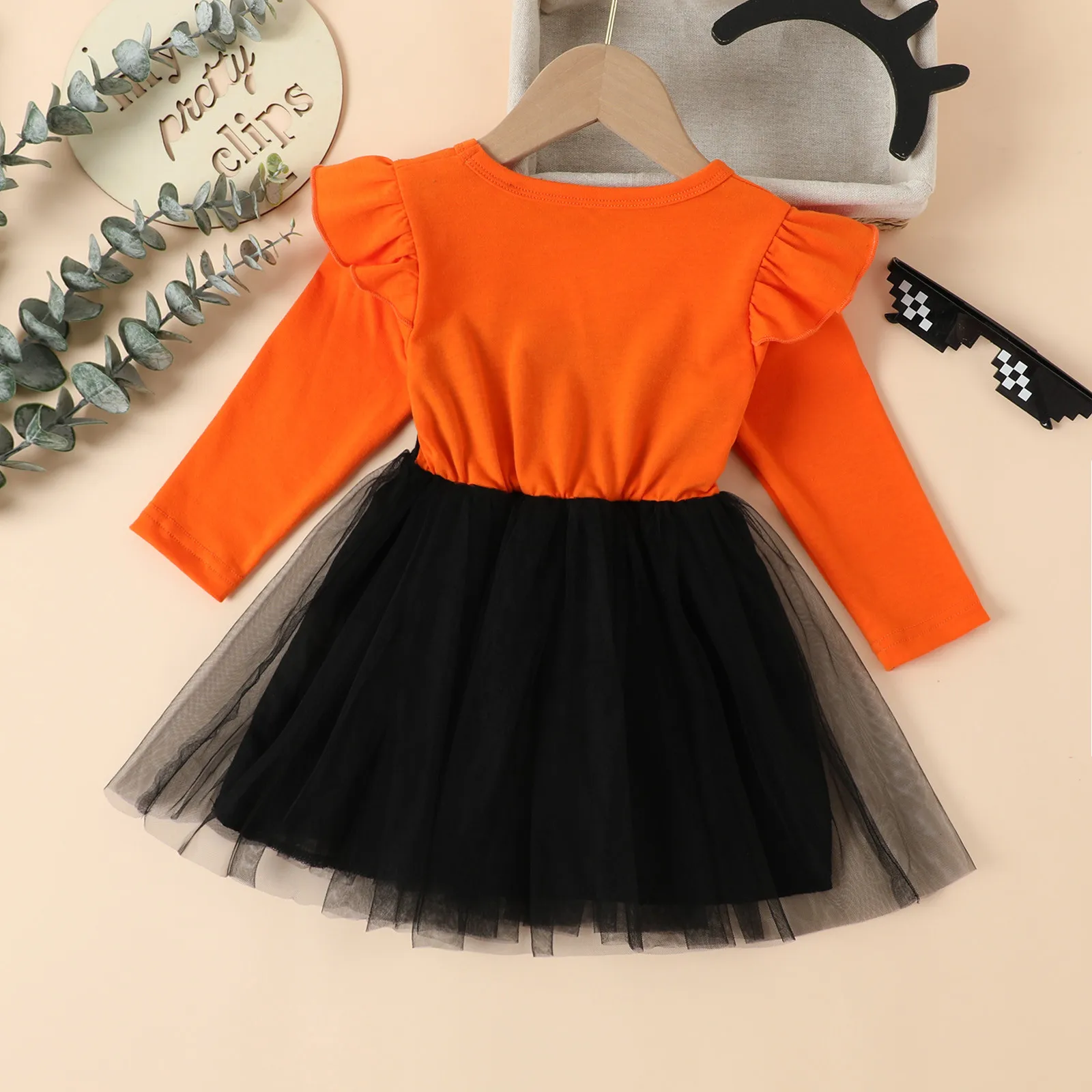 Children Girl\'S Halloween Dresses Black Orange Cat Cartoon Princess Dress For Girls Toddler Baby Kids Halloween Costume Vestido