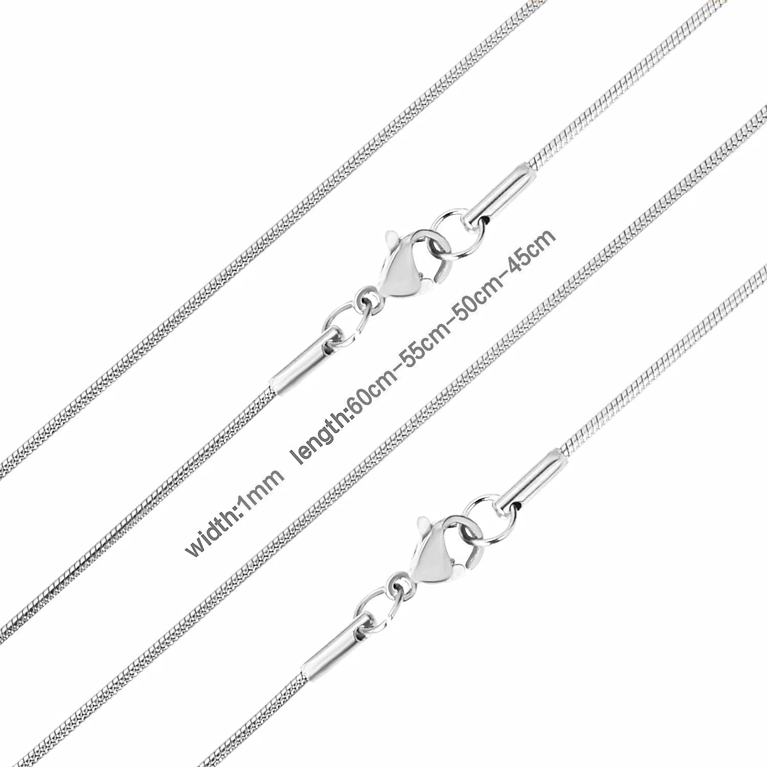 LUXUSTEEL 1pcs 1mm Golden Plated Snake Chains Necklaces No Fade Basic Jewelry Stainless Steel Necklace For Pendants DIY Choker