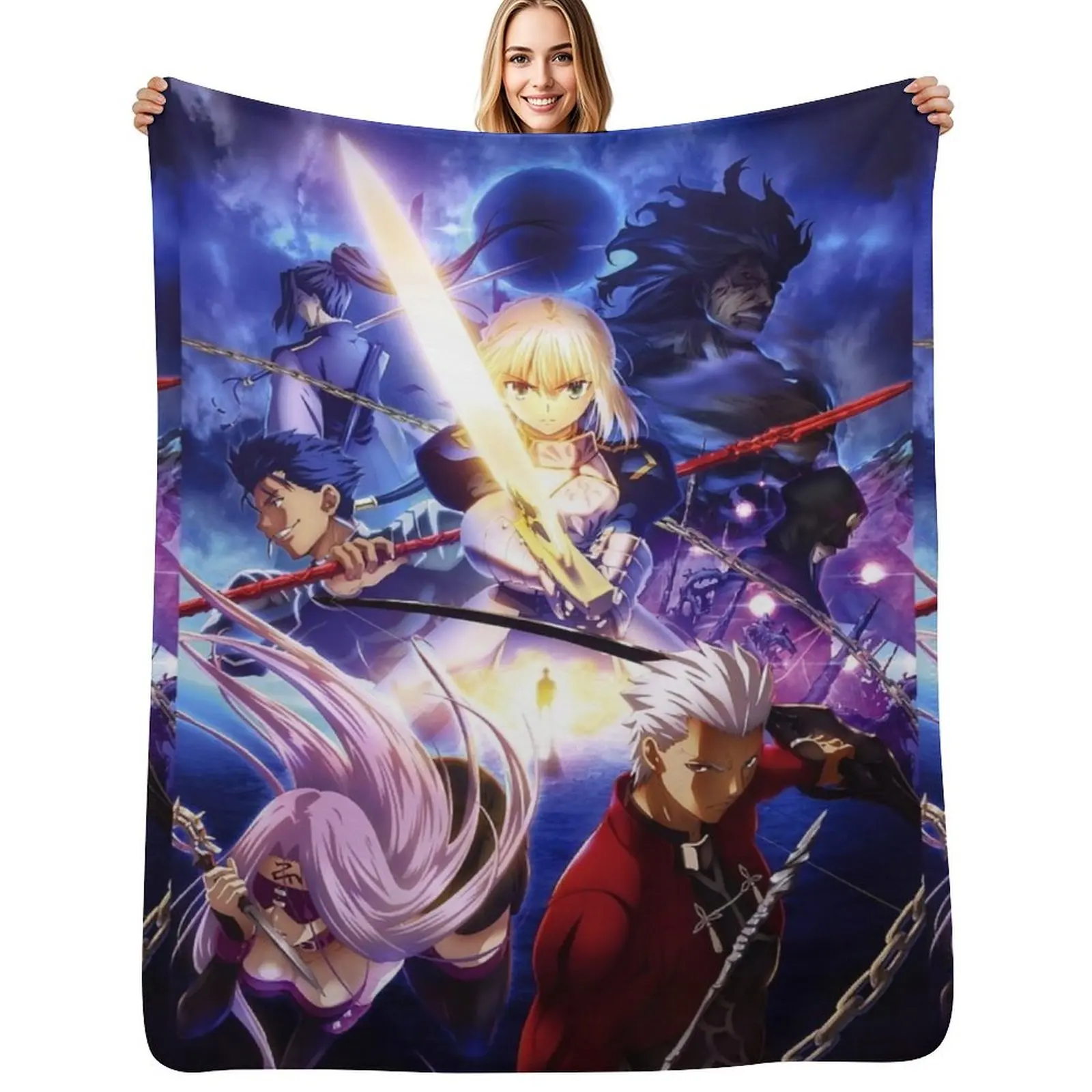 Fate Stay Night Servants Throw Blanket Multi Purpose Soft Warm Blanket for Home Travel