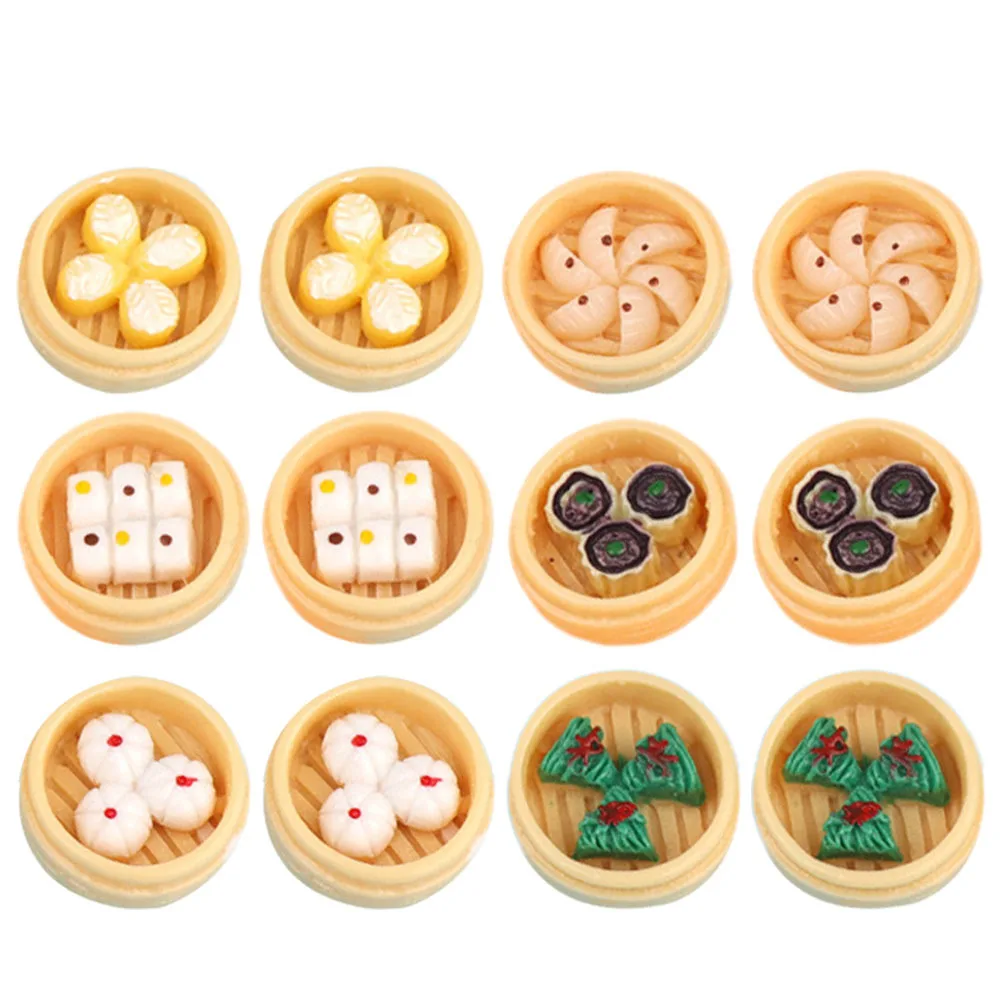 

12pcs Mini Buns Decoration For Market Decor Teaching Aid Game Prop Photography Mini Food Craft Miniature Steamed Bun