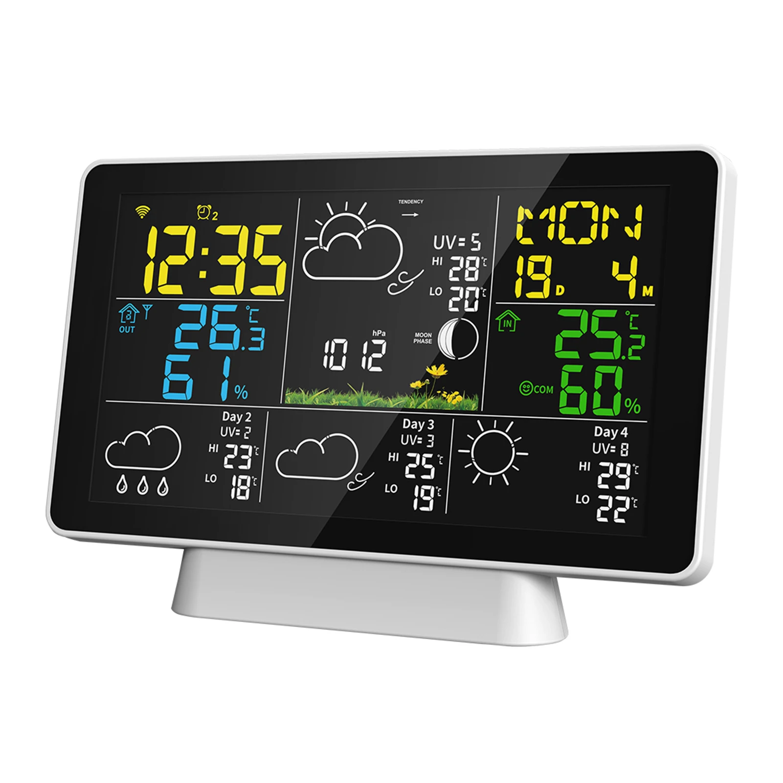 Tuya WiFi Smart Weather Station Temperature and Humidity Meter Time Calibration Moon Phase Atmospheric Pressure Weather Clock