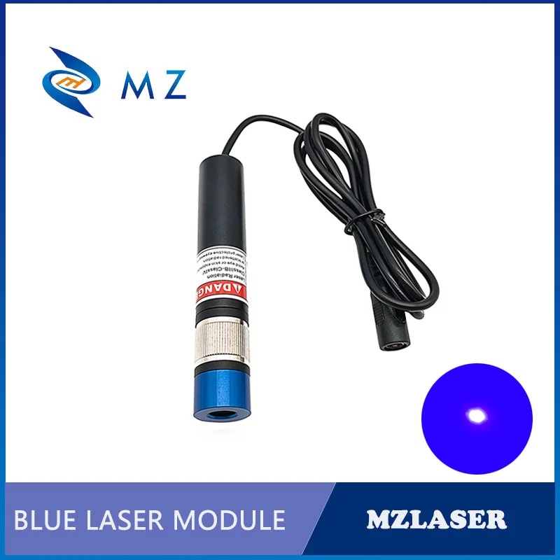 وحدة ليزر نقطة زرقاء ديود D18mm 450nm 30mw ليزر تركيز قابل للتعديل مع قوس ومحول لإمدادات الطاقة 5 فولت 12 فولت 24 فولت