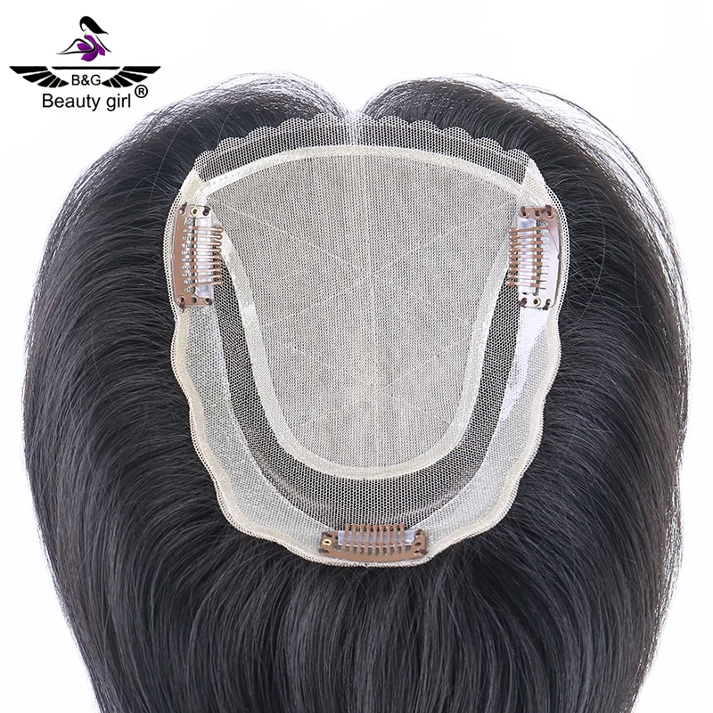 

New Design Human Hair Replacement For Thinning Hair Natural Black Straight Real Scalp Silk Lace Base Topper