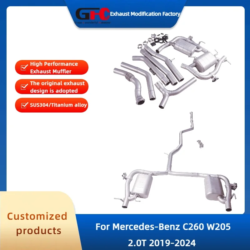 Catback Valvetronic Exhaust Pipe for Benz C260 W205 2.0T 2019-2024 High-Performance Stainless Steel Valve Exhaust Muffler System