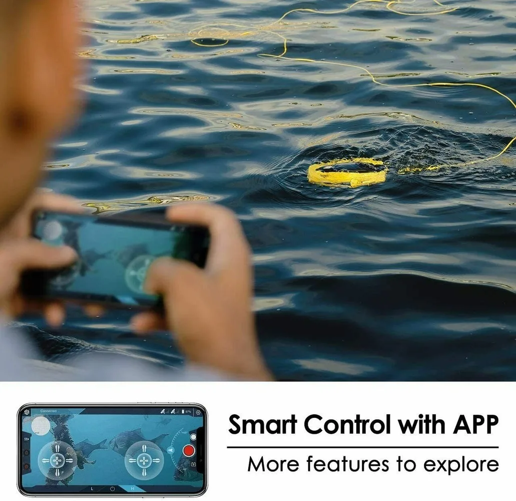 Kinderspielzeug Mini Rov Unterwasserdrohne mit 1080p Kamera Chasing Dory GPS 15m Unterwasserroboter RC Fischfinder zum Angeln Tauchen