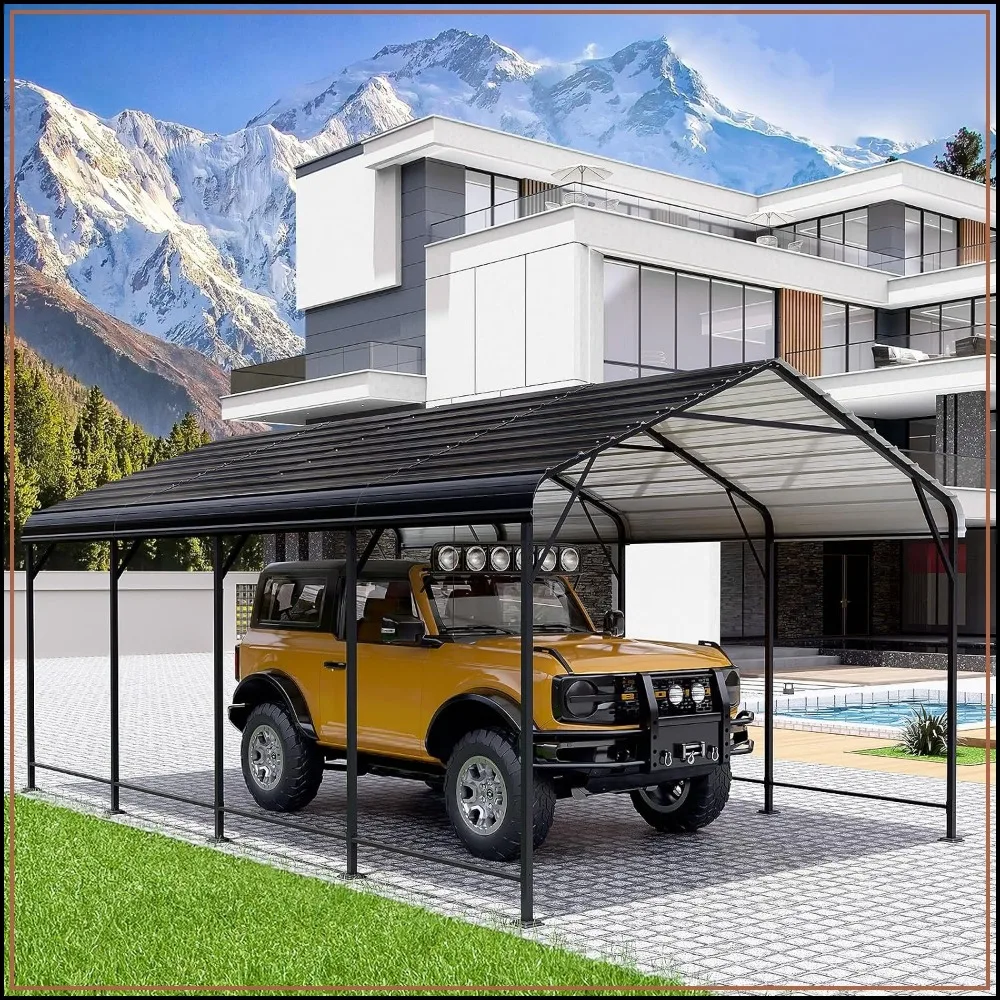 12x20 FT Galvanized Steel Carport Heavy-Duty Outdoor Shelter for Cars, Trucks, Boats, Tractors & RV