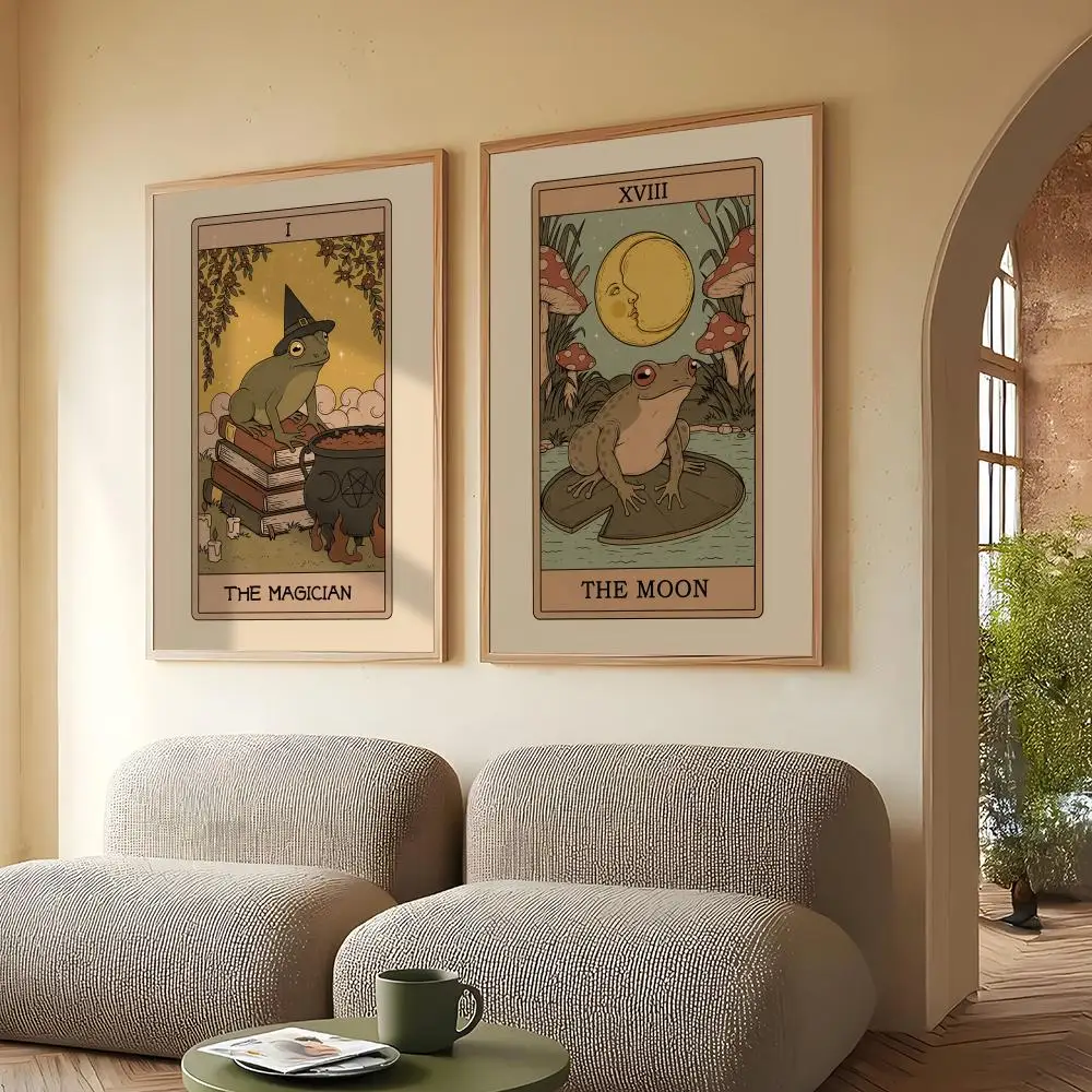 لوحة التارو للضفادع الرجعية للخط صديقة للبيئة مقاومة للماء من القماش، هدية تزيين المنزل والحمام